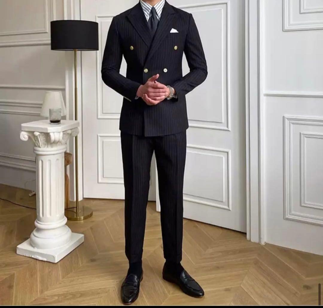 widerange セットアップ　ストライプダブルスーツ　ストライプ ジャケット