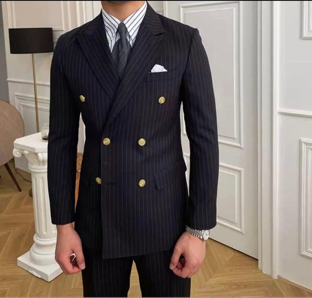widerange セットアップ　ストライプダブルスーツ　ストライプ ジャケット