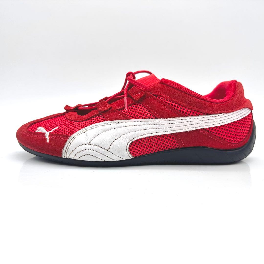 スピードキャット GO レッド ホワイト スエード バレエシューズ