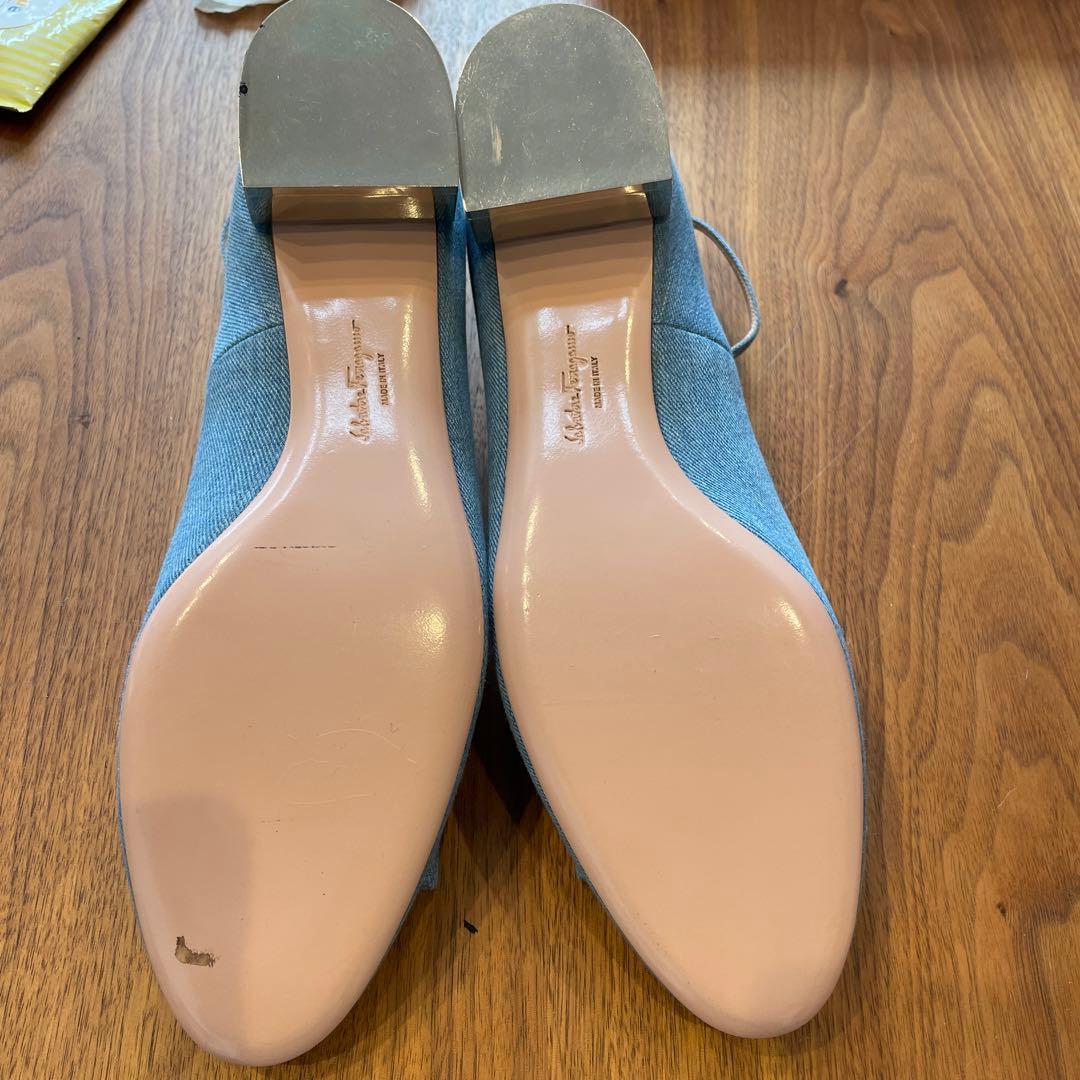 Ferragamo デニムパンプス 青 5cmヒール