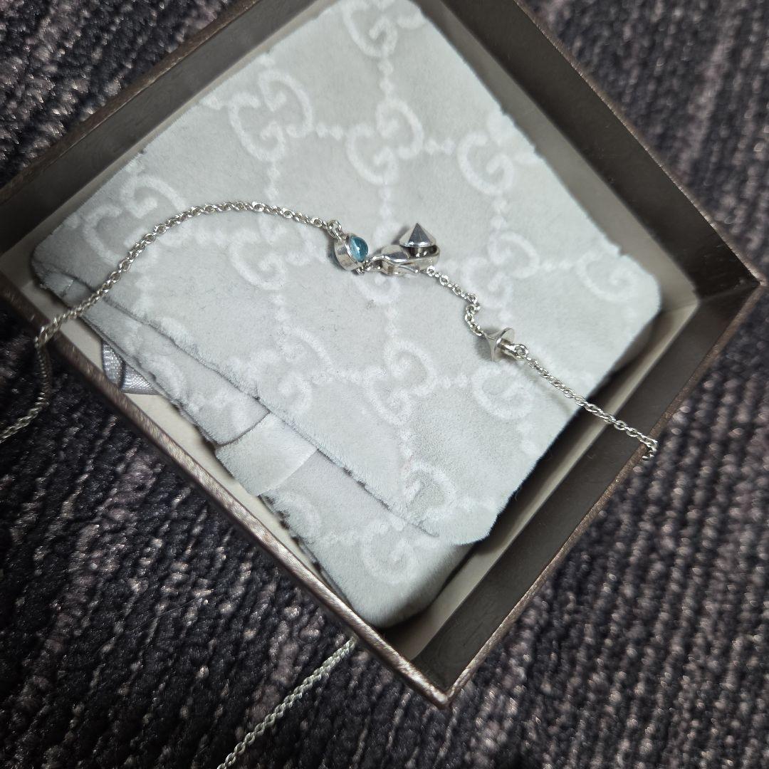 GUCCI ハート型チャーム ネックレス　AG925　ハートブルー