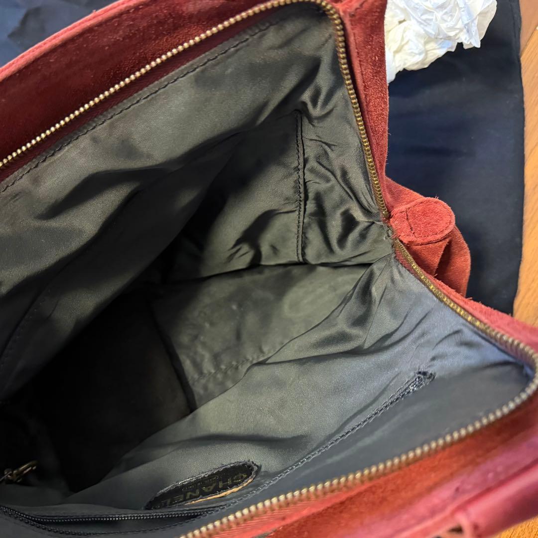 CHANEL 赤 スエード トートバッグ ハンドバッグ