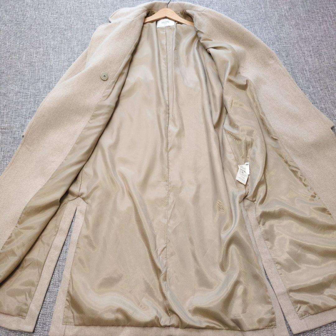 スローブイエナ　SUPER100メルトン ビックラペルコート　ゆったり　ロング丈