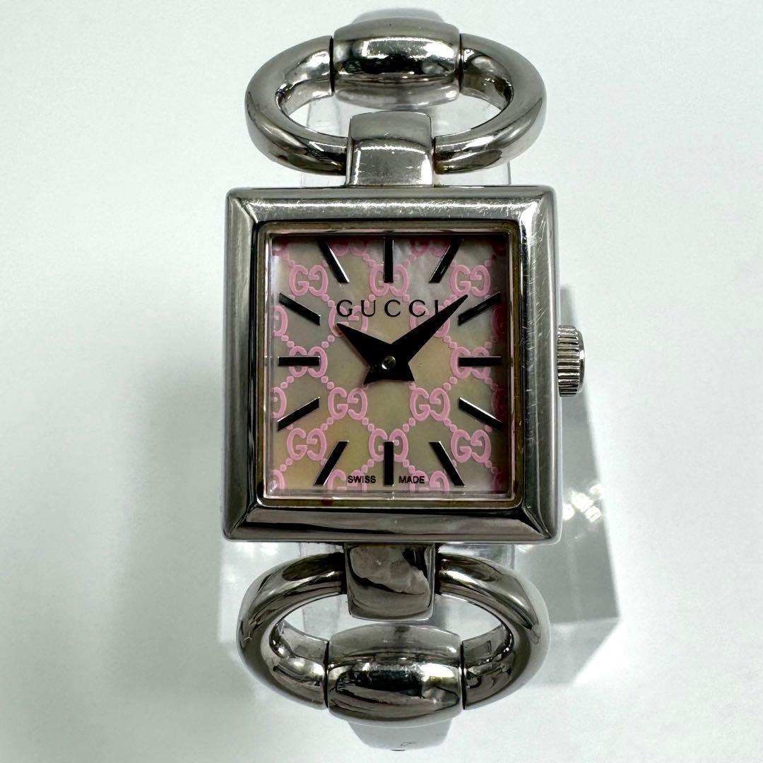 【稼動】GUCCI トルナヴォーニ 時計 120 バングル GG シェル文字盤