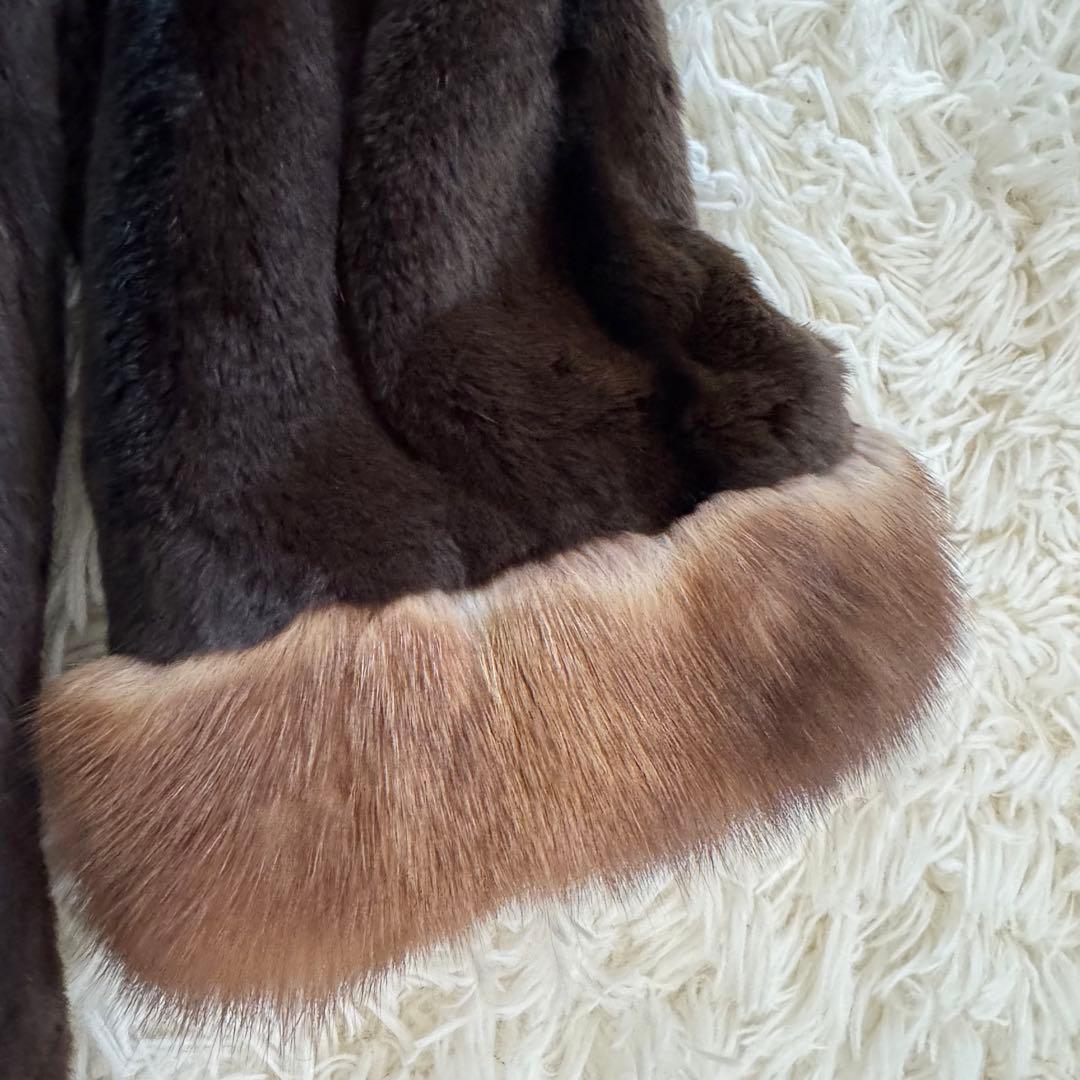 【極美品】最高級リアルファー リバーシブルコート 2way シルキー毛並み 軽量