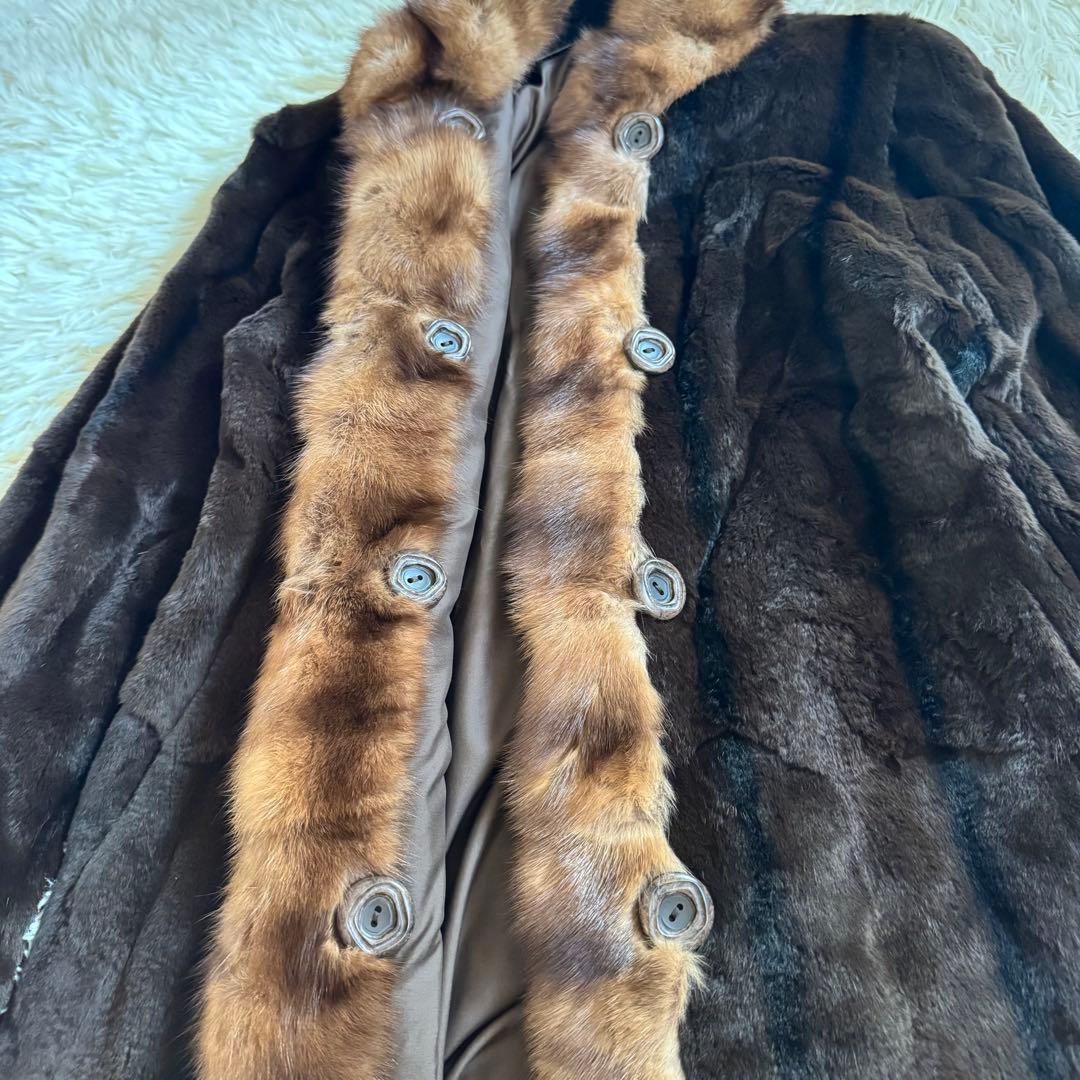 【極美品】最高級リアルファー リバーシブルコート 2way シルキー毛並み 軽量