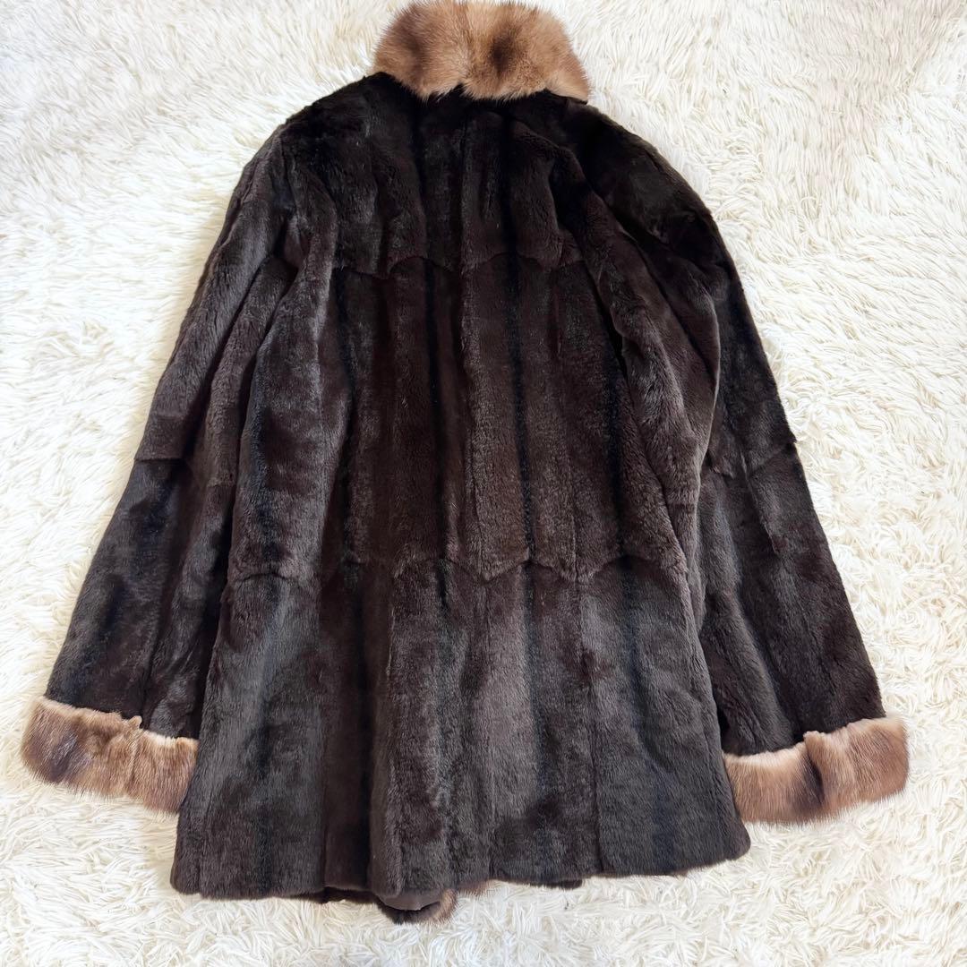 【極美品】最高級リアルファー リバーシブルコート 2way シルキー毛並み 軽量