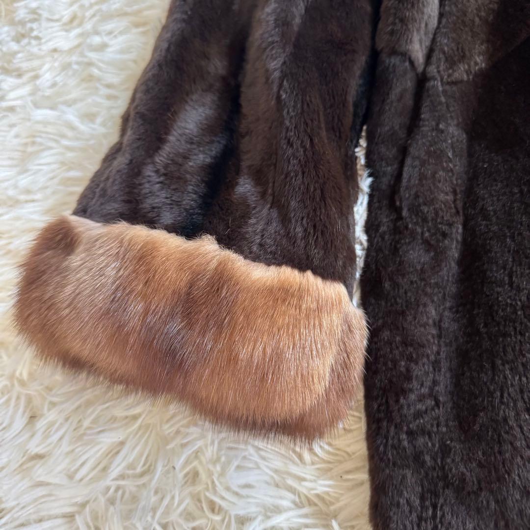 【極美品】最高級リアルファー リバーシブルコート 2way シルキー毛並み 軽量