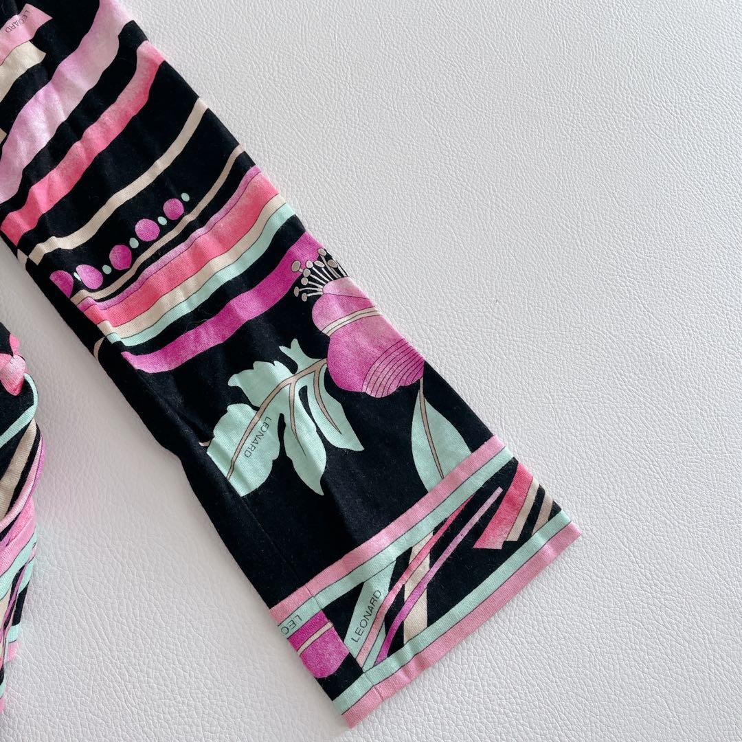 美品✨LEONARD レオナール トップス 長袖 シルク混 花柄 トリム 42