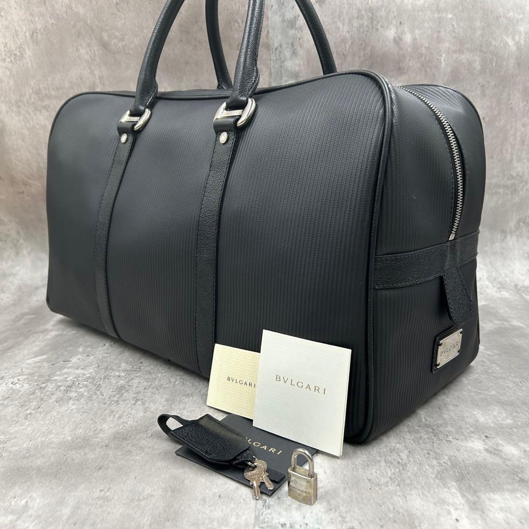 【美品・南京錠付】 ブルガリ ボストンバッグ ミレリゲ 大容量トラベル 出張