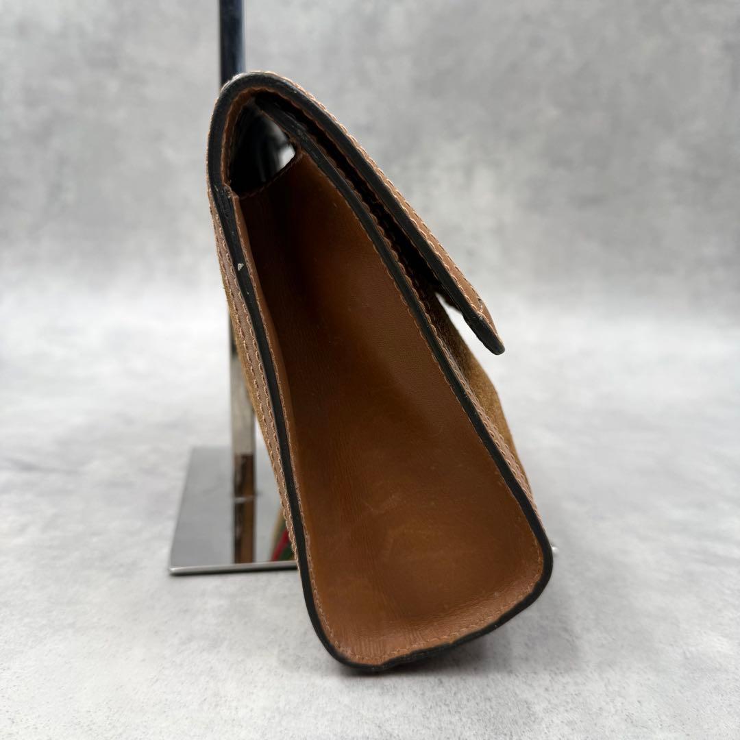 美品✨グッチ　クラッチバッグ シェリーライン ブラウン スエード