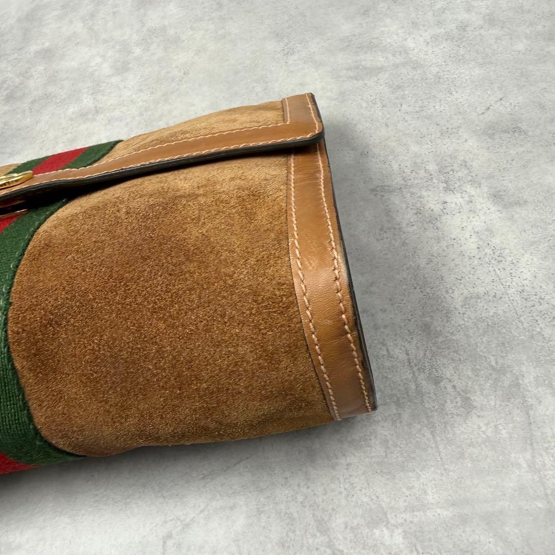 美品✨グッチ　クラッチバッグ シェリーライン ブラウン スエード