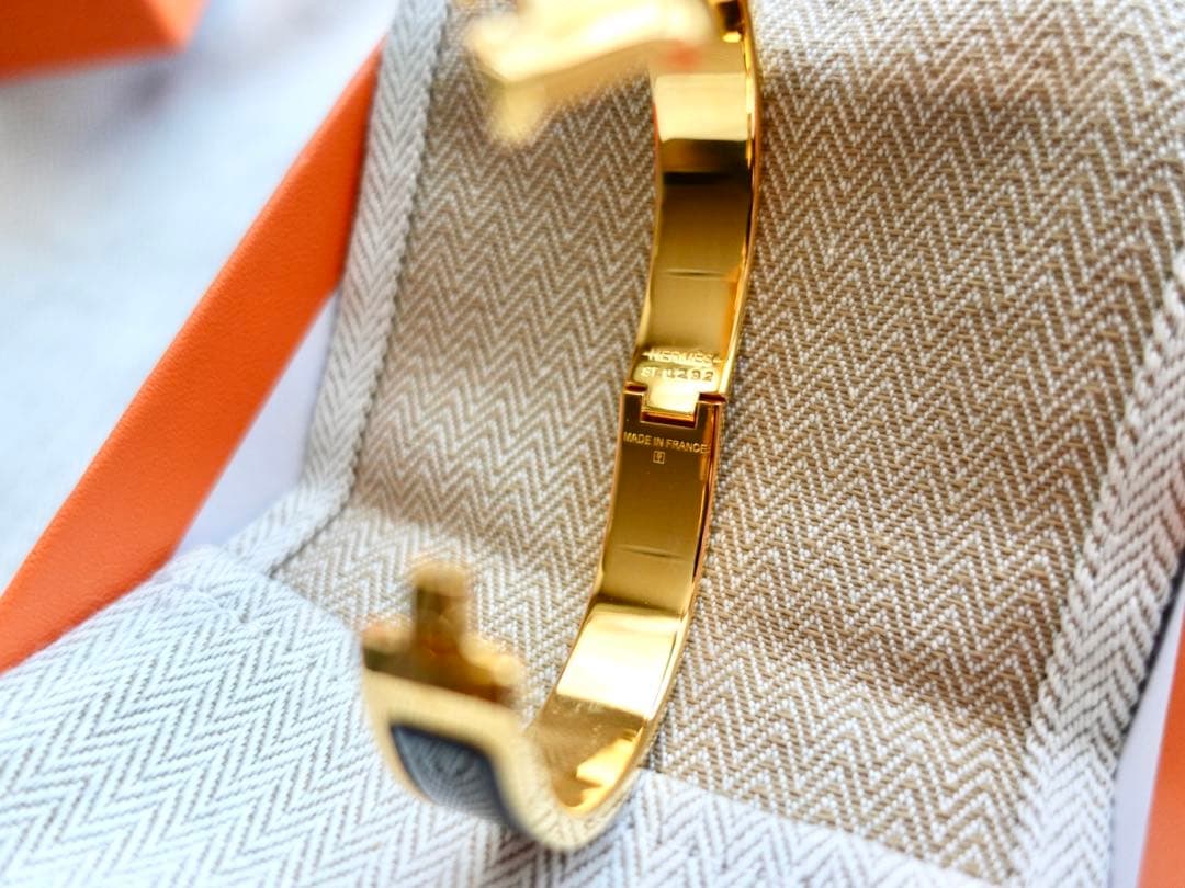 極美品♡HERMES エルメス クリックH PM バングル黒×イエローゴールド