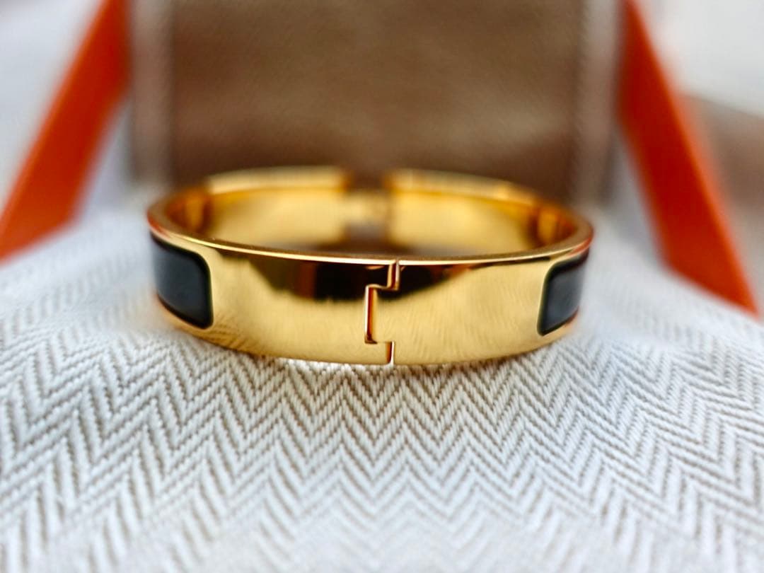 極美品♡HERMES エルメス クリックH PM バングル黒×イエローゴールド
