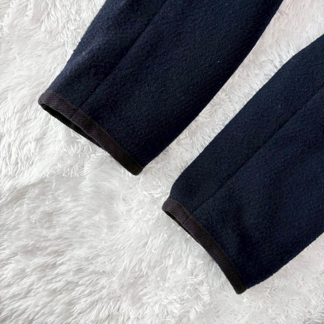 ダントン ウールモッサジャケット ピーコート くるみボタン XL ロゴ ネイビー