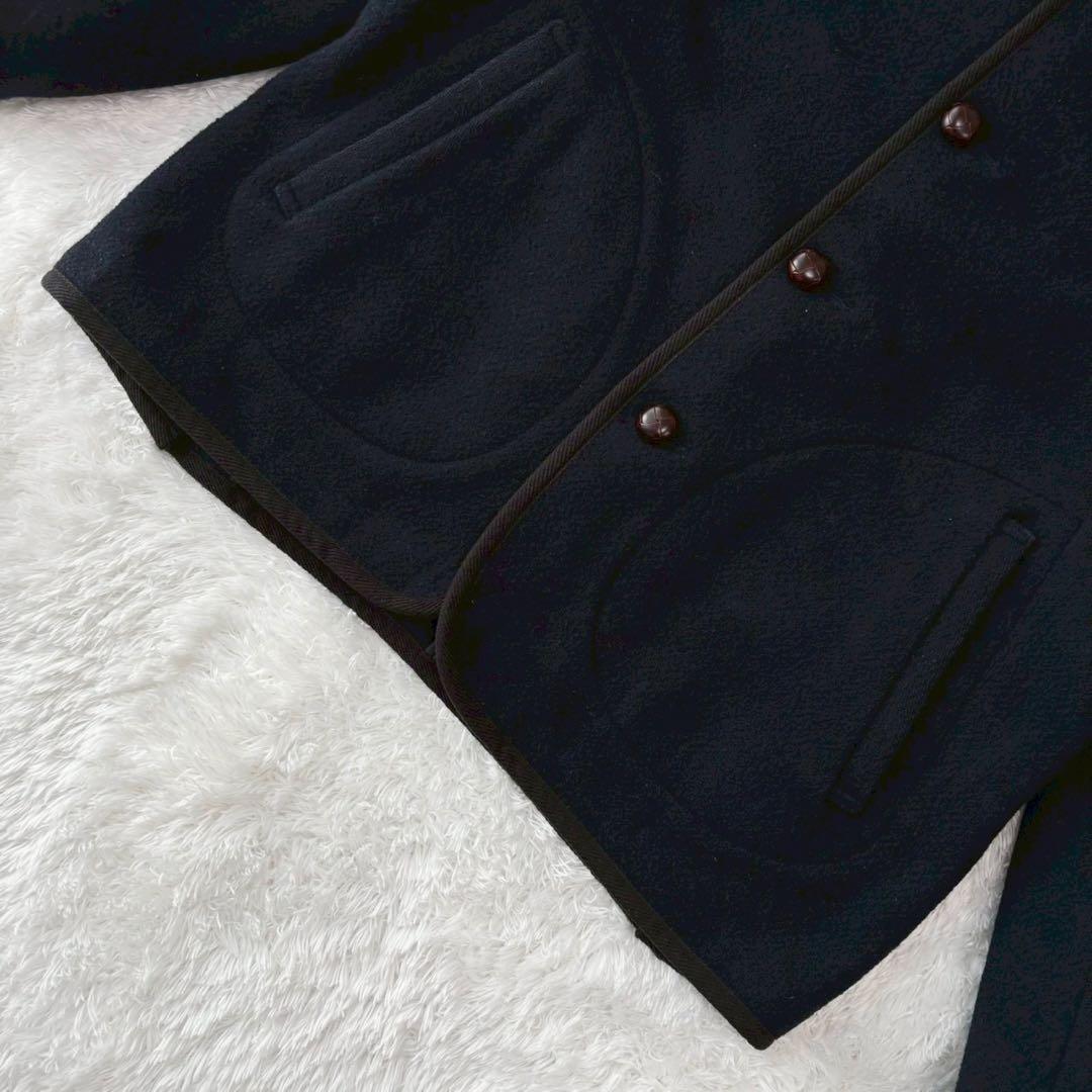 ダントン ウールモッサジャケット ピーコート くるみボタン XL ロゴ ネイビー