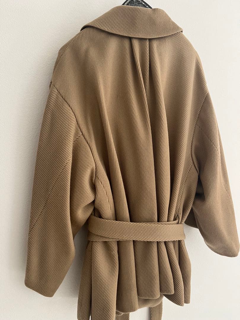 cabanaカバナ ケイト カシュクールジャケットコート　ペイズリー柄玉虫色