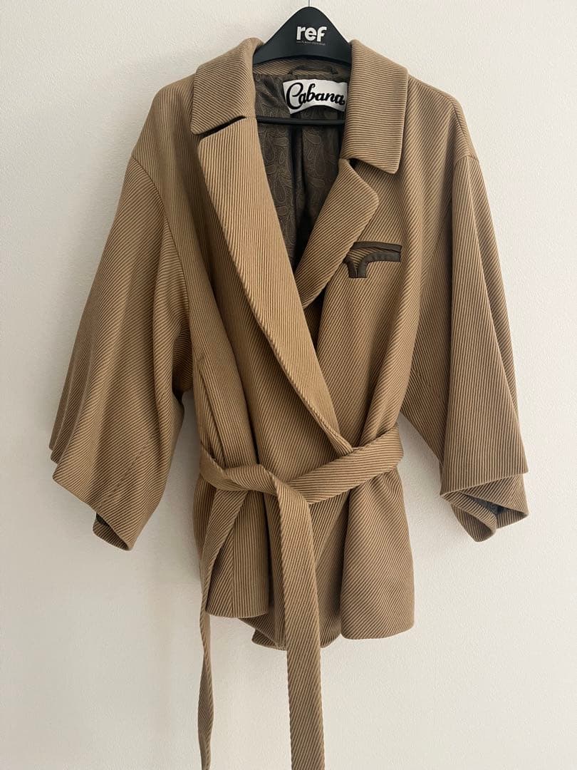 cabanaカバナ ケイト カシュクールジャケットコート　ペイズリー柄玉虫色