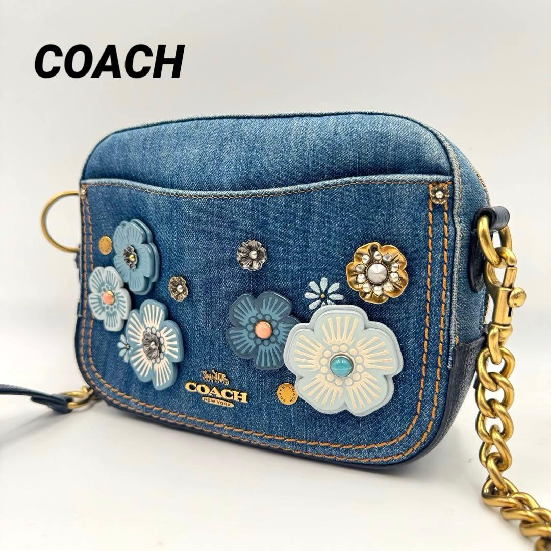 美品✨COACH ショルダーバッグ　ティーローズ　デニム生地　2way