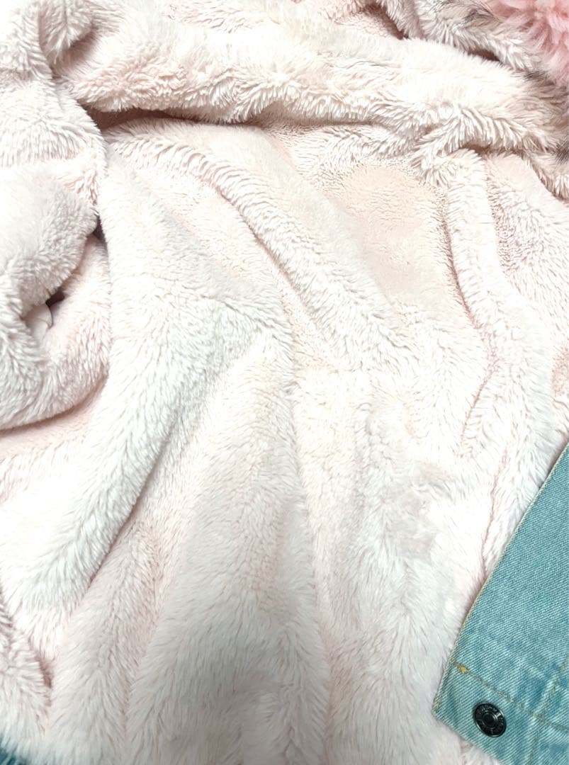 ボリュームファーオーバーサイズデニムジャケット ピンク y2k グランジ