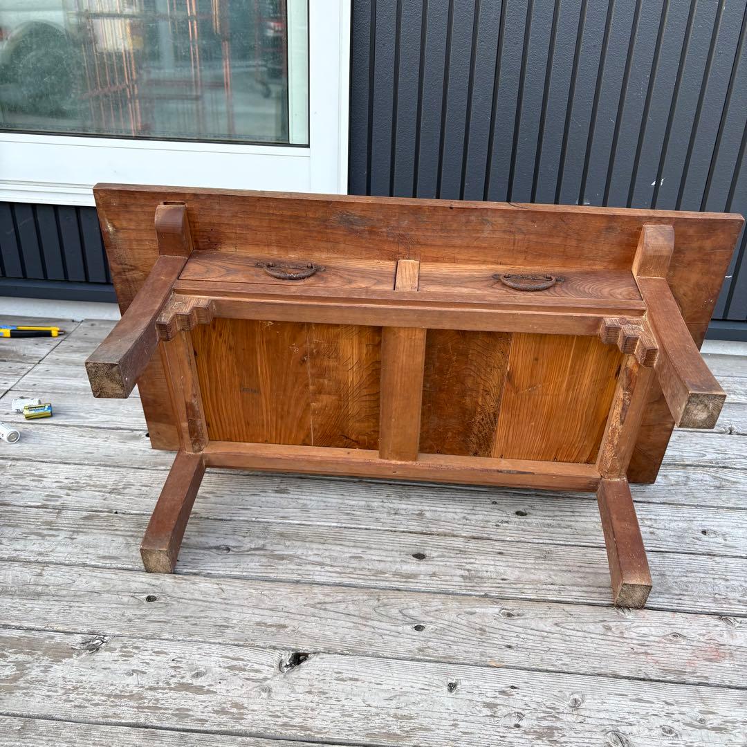 昭和レトロ 無垢材 木製文机 書斎机 ローテーブル 座卓 古家具 経台ビンテージ