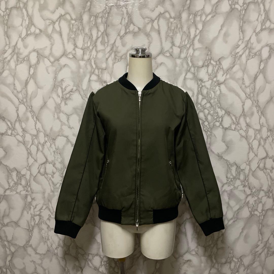 美品 Chesty レースデザインブルゾン　MA-1 ダブルジップジャケット