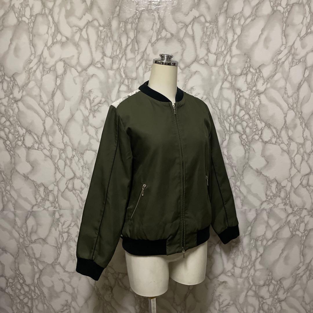 美品 Chesty レースデザインブルゾン　MA-1 ダブルジップジャケット