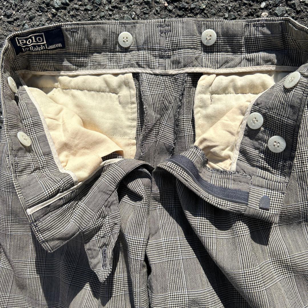 裾幅平置き24.5cm 90s サスペンダーボタン付き 2tuck スラックス