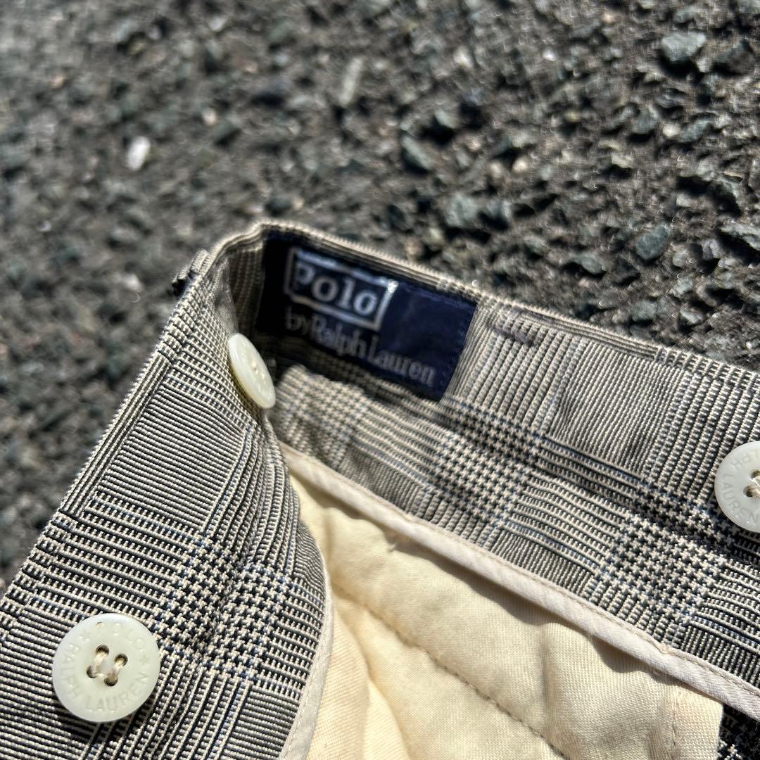 裾幅平置き24.5cm 90s サスペンダーボタン付き 2tuck スラックス