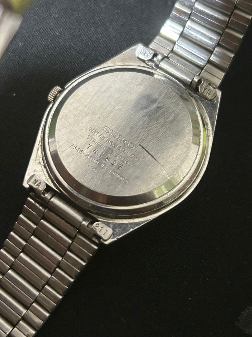 SEIKO タイプII. レトロクォーツ カットガラス　ブルー　稼働品