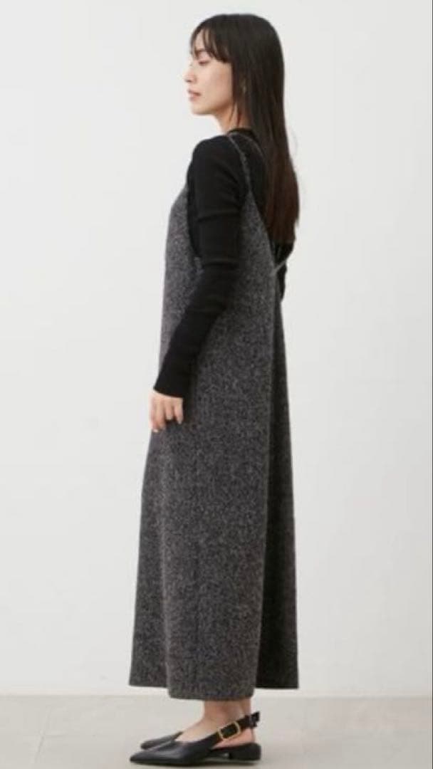 【完売品】クルーネックニット×Aラインキャミレイヤードワンピース（ニット未使用）