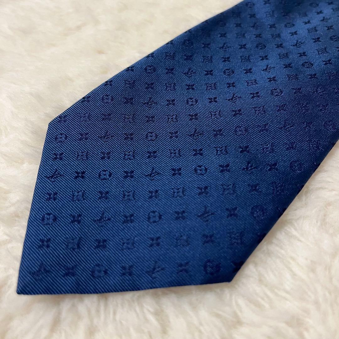 現行品! ルイヴィトン ネクタイ モノグラム ネイビー