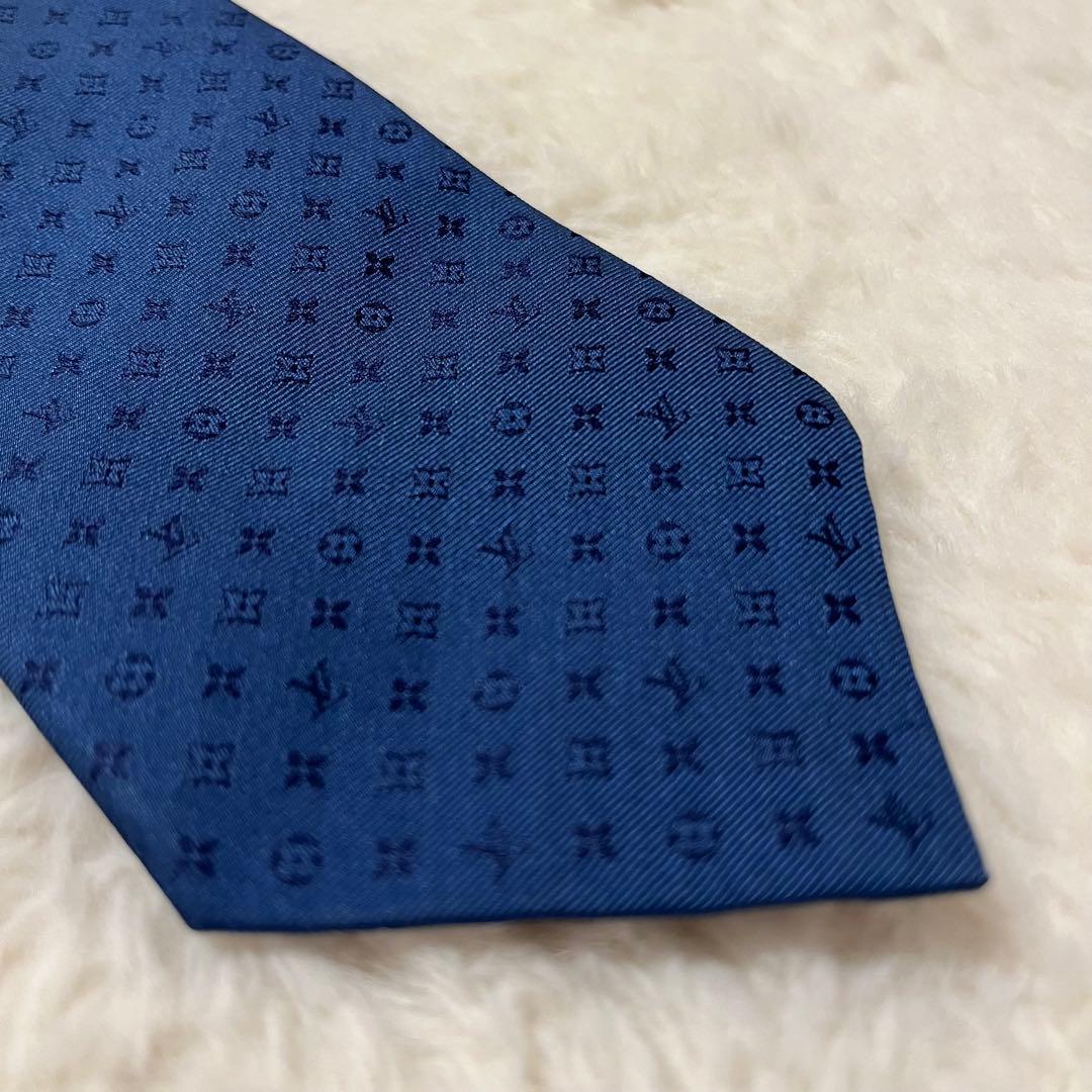 現行品! ルイヴィトン ネクタイ モノグラム ネイビー
