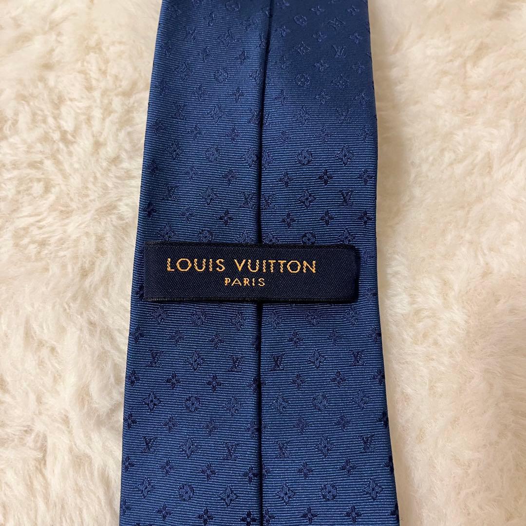 現行品! ルイヴィトン ネクタイ モノグラム ネイビー