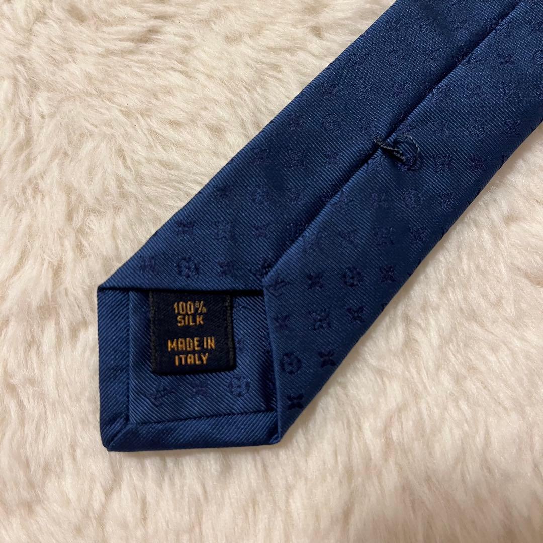 現行品! ルイヴィトン ネクタイ モノグラム ネイビー