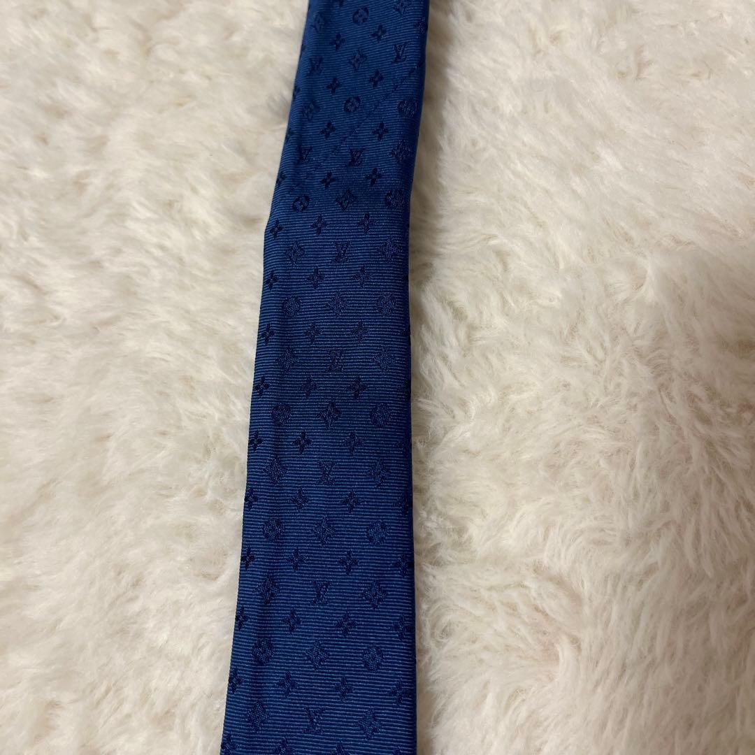 現行品! ルイヴィトン ネクタイ モノグラム ネイビー