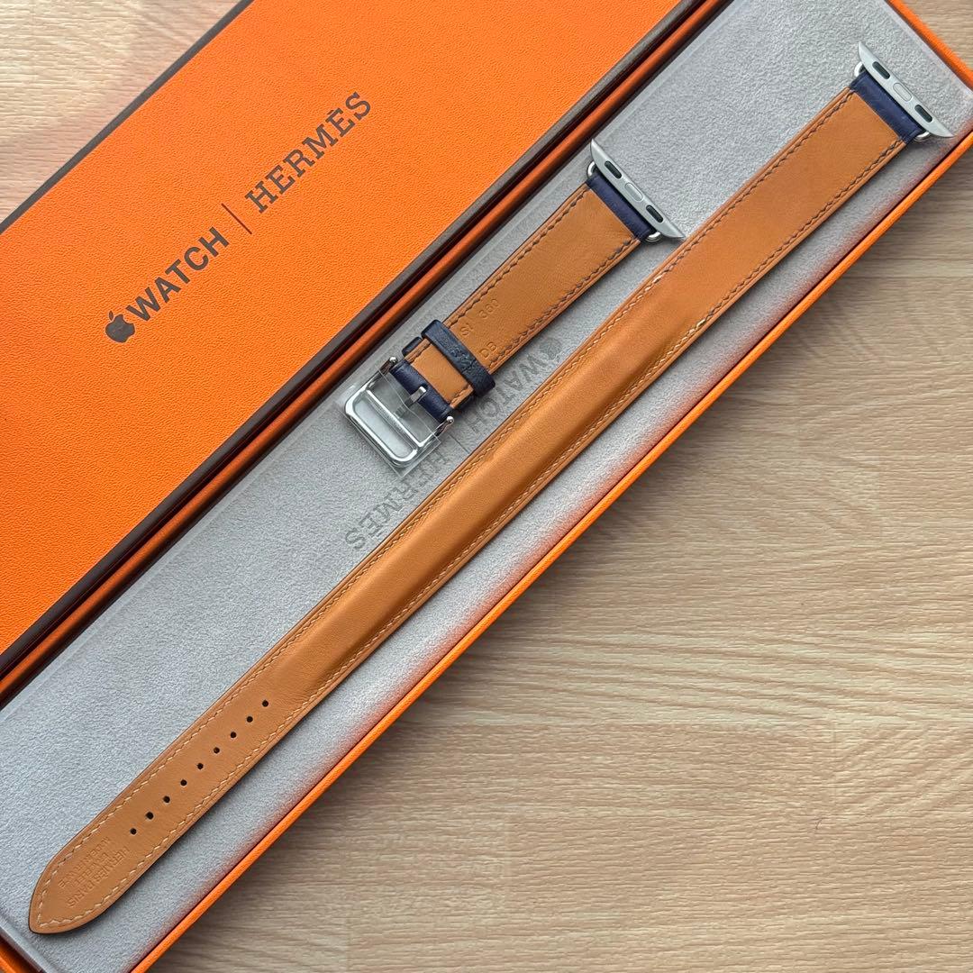2111 Apple Watch エルメス　ブルー　ロープ柄　二重　HERMES