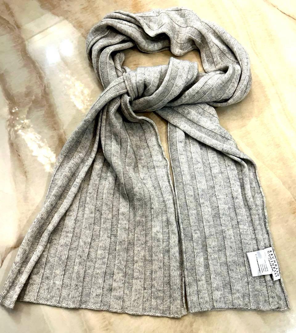 ブルネロクチネリ　カシミア　リブニット　ストール　マフラー　メンズ　レディース