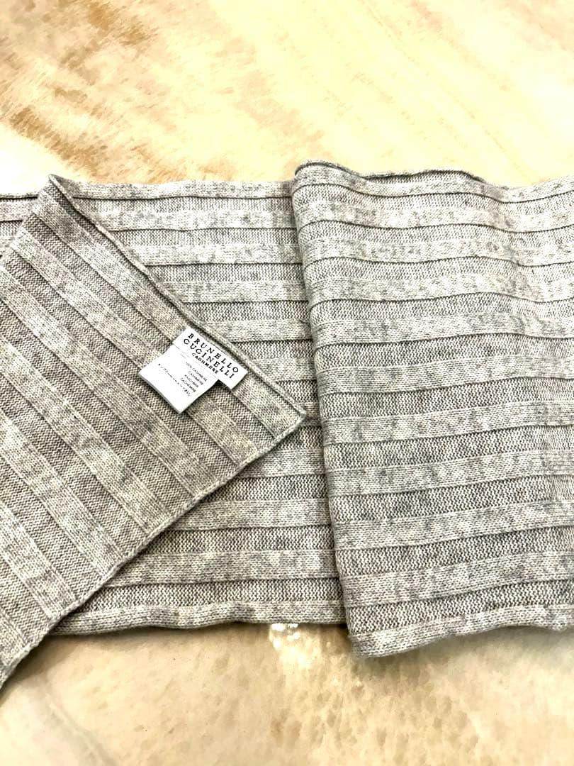 ブルネロクチネリ　カシミア　リブニット　ストール　マフラー　メンズ　レディース