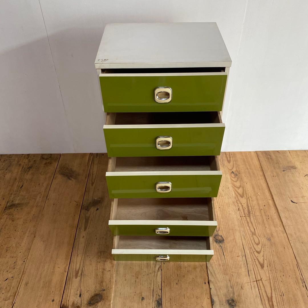 レトロポップ チェスト 棚 5段 昭和レトロ グリーン z813