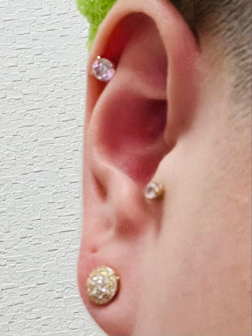 パヴェダイヤモンド10K 片耳ピアス