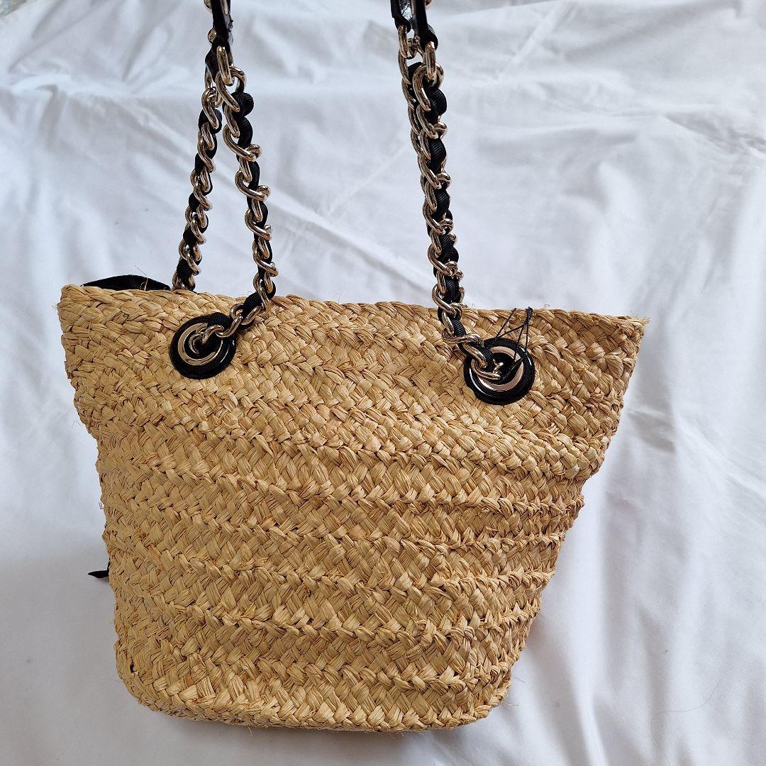 【新品未使用】kate spadeケイトスペード カゴバッグ リボン チェーン