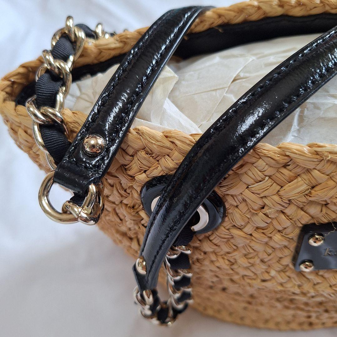 【新品未使用】kate spadeケイトスペード カゴバッグ リボン チェーン