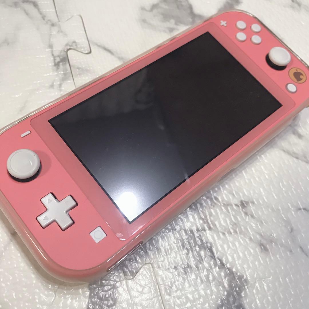 Switch LITE どうぶつの森セット しずえアロハ柄 ケース付き ピンク