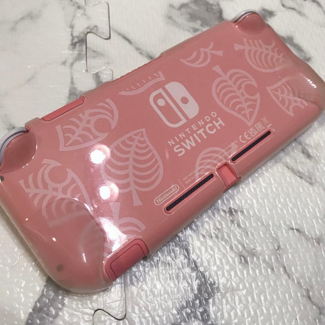 Switch LITE どうぶつの森セット しずえアロハ柄 ケース付き ピンク