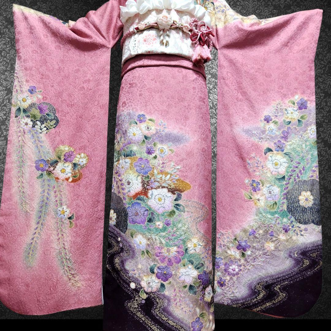 振袖フルセット(7点)・辻ヶ花・辻が花・花絞り・金通し・胴裏正絹・高級手縫い