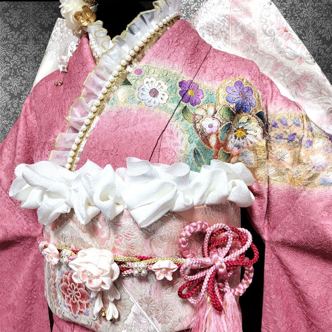 振袖フルセット(7点)・辻ヶ花・辻が花・花絞り・金通し・胴裏正絹・高級手縫い