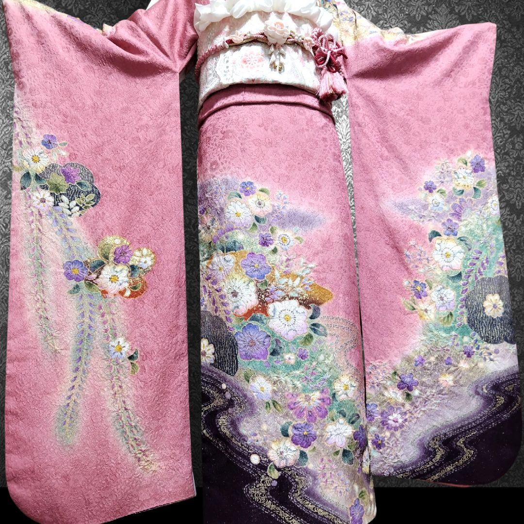 振袖フルセット(7点)・辻ヶ花・辻が花・花絞り・金通し・胴裏正絹・高級手縫い
