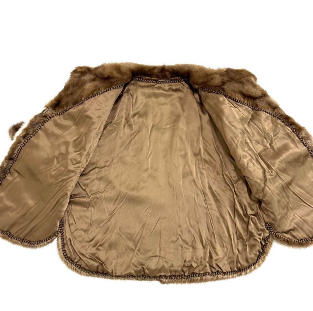 MINKミンク ポンチョマント ケープ デザイン ストライプ柄 毛皮コート