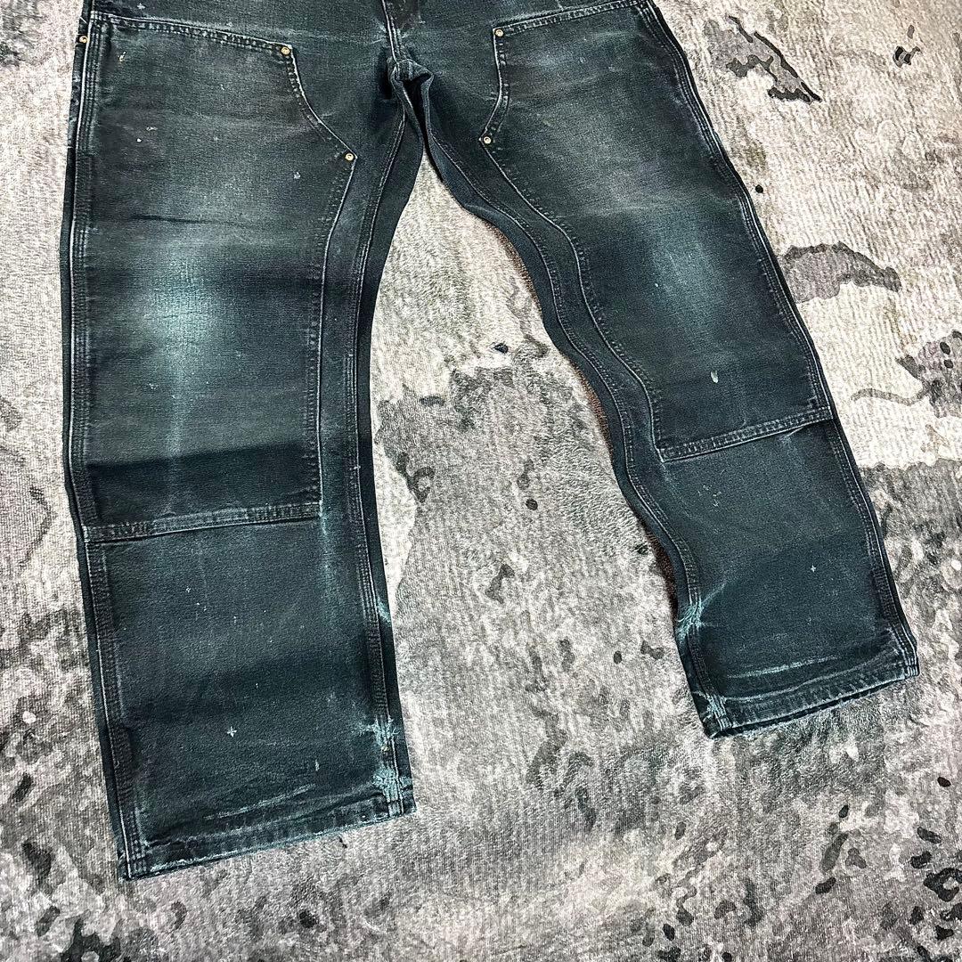 90s USA製 36×32 Carhartt 超フェードブラック 一点物